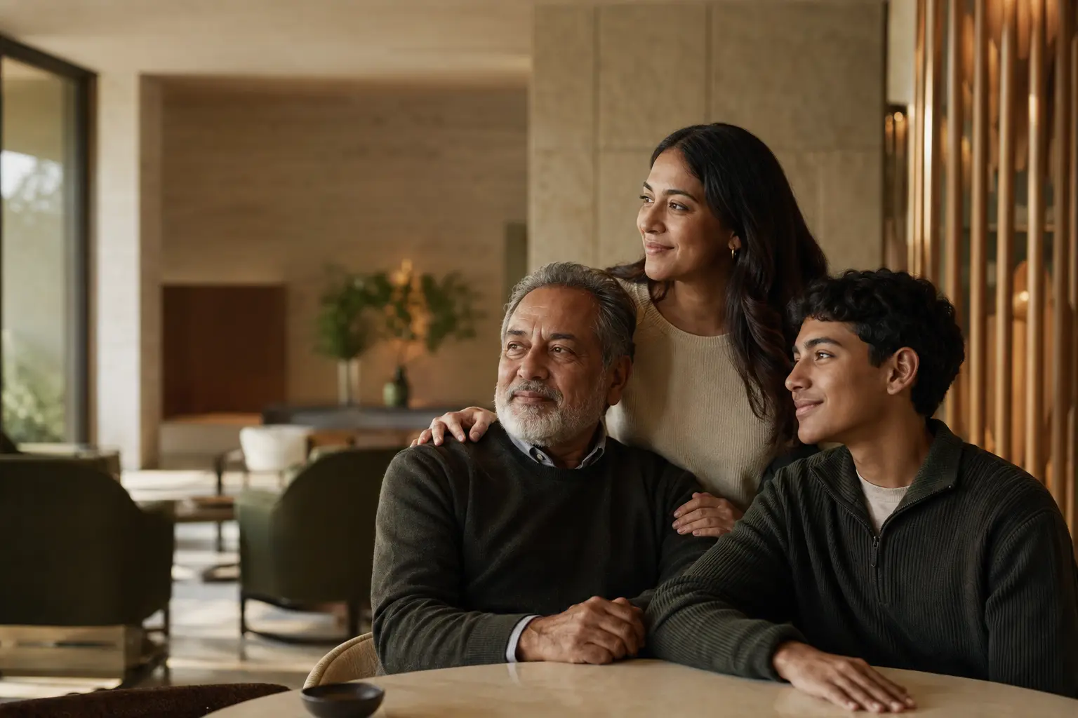 Three generations of a family sharing a warm moment together